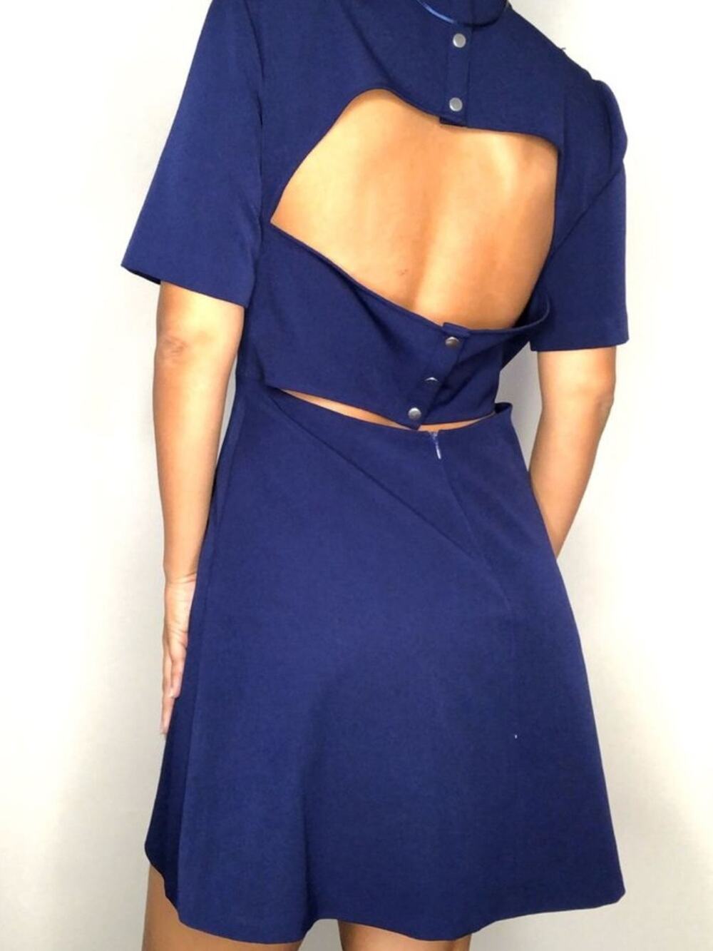 Zara Royal Blue Short Sleeve Fit-and-Flare Dress Size M